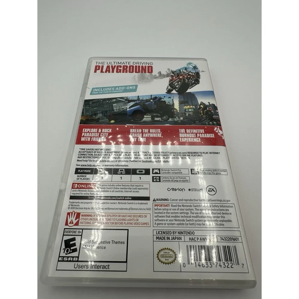 Burnout Paradise Remastered Nintendo Switch Game CIB Complete Tested Works